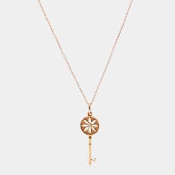 Pre Owned Tiffany & Co. Daisy Key Diamond 18K Rose Gold Pendant Necklace