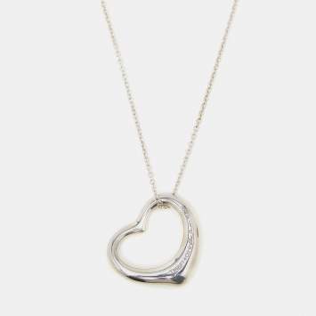 Pre Owned Tiffany & Co. Elsa Peretti Open Heart Sterling Silver Necklace