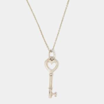 Pre Owned Tiffany & Co.  Heart Key Sterling Silver Necklace