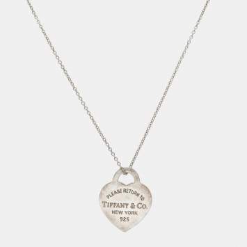 Pre Owned Tiffany & Co. Return To Tiffany Sterling Silver Heart Tag Pendant Necklace