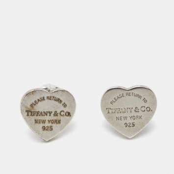 Pre Owned Tiffany & Co. Heart Tag Return to Tiffany Sterling Silver Stud Earrings
