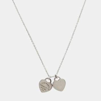 Pre Owned Tiffany & Co. Return To Tiffany Double Heart Tag Sterling Silver Pendant Necklace