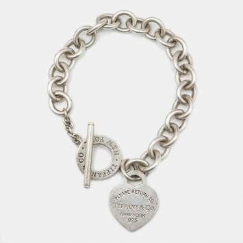Pre Owned Tiffany & Co. Return To Tiffany Heart Tag Sterling Silver Toggle Bracelet