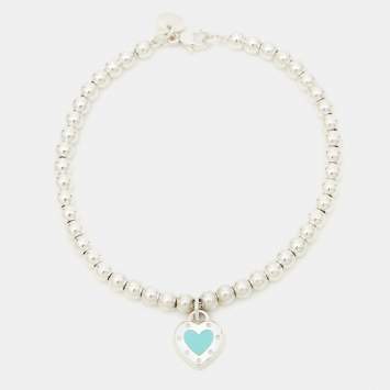 Pre Owned Tiffany & Co. Return To Tiffany Love Enamel Sterling Silver Bead Bracelet