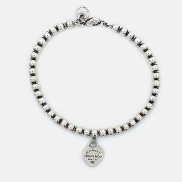 Pre Owned Tiffany & Co. Return to Tiffany Heart Tag Sterling Silver Bead Bracelet