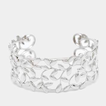 Pre Owned Tiffany & Co. Paloma Picasso Olive Leaf Sterling Silver Open Cuff Bracelet