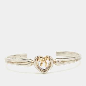 مملوكة مسبقًا Tiffany & Co. Heart Bow 18k Yellow Gold Sterling Silver Bracelet