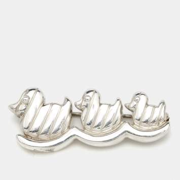 Pre Owned Tiffany & Co. Three Ducks Sterling Silver Brooch