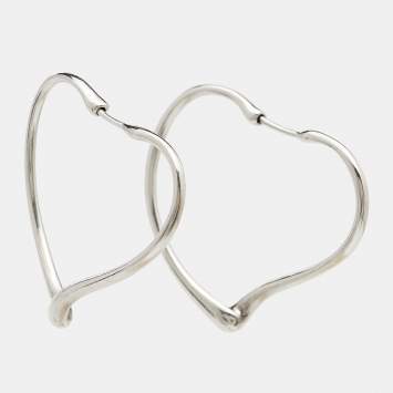 مملوكة مسبقًا Tiffany & Co. Open Heart Sterling Silver Hoop Earrings