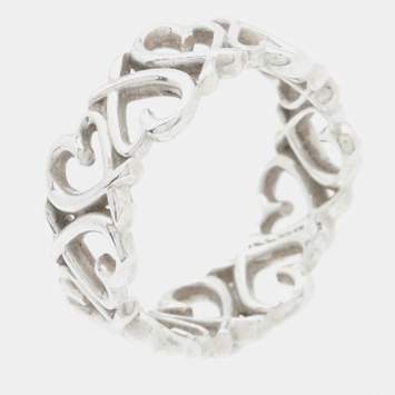 Pre Owned Tiffany & Co. Paloma Picasso Loving Heart Sterling Silver Band Ring Size 52