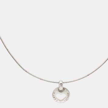 Pre Owned Tiffany & Co. Round Heart Oval Link Sterling Silver Necklace