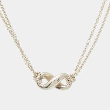 مملوكة مسبقًا Tiffany & Co. Infinity Double Strand Sterling Silver Necklace