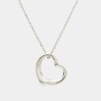 Pre Owned Tiffany & Co. Elsa Peretti Open Heart Sterling Silver Necklace