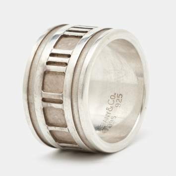 Pre Owned Tiffany & Co. Atlas Sterling Silver Wide Band Ring Size 51
