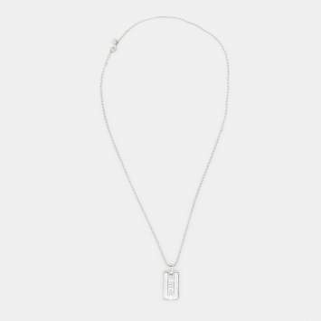 Pre Owned Tiffany & Co. Silver Atlas Tag Pendant Necklace