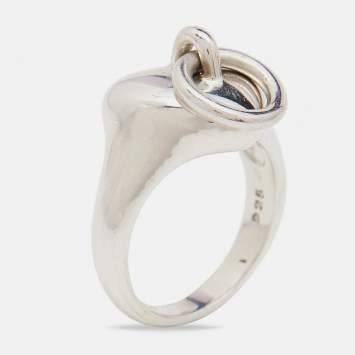 Pre Owned Tiffany & Co. Heart Door Knocker Sterling Silver Ring Size 52