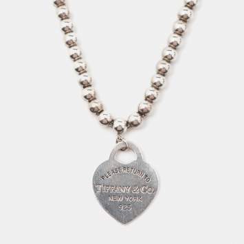 مملوكة مسبقًا Tiffany & Co. Return to Tiffany Beads Sterling Silver Heart Tag Necklace