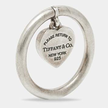 مملوكة مسبقًا Tiffany & Co. Return to Tiffany Heart Tag Sterling Silver Charm Ring Size 55