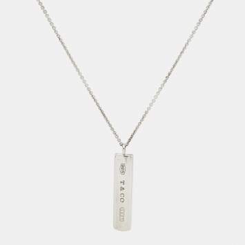 Pre Owned Tiffany & Co. 1837 Sterling Silver Bar Pendant Necklace