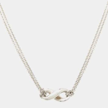 مملوكة مسبقًا Tiffany & Co. Infinity Double Strand Sterling Silver Necklace