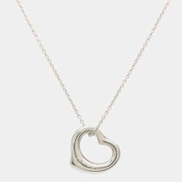 Tiffany & Co. Elsa Peretti Open Heart Sterling Silver 925 Pendant Necklace