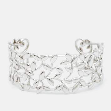 Tiffany & Co. Paloma Picasso Olive Leaf Sterling Silver Medium Model Open Cuff Bracelet