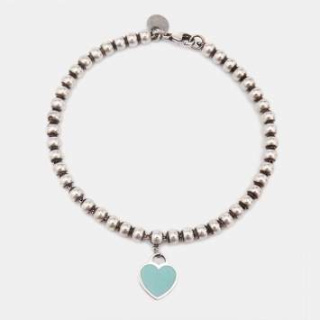 Pre Owned Tiffany & Co. Return To Tiffany Enamel Sterling Silver Bead Bracelet