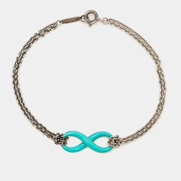 Pre Owned Tiffany & Co.  Infinity Blue Enamel Sterling Silver Bracelet