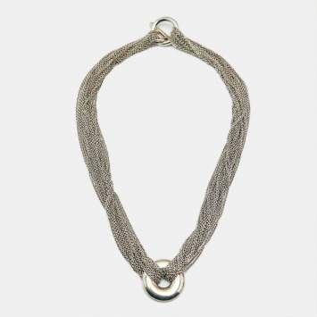 Tiffany & Co. Circle Silver 925 Multi Chain Toggle Necklace