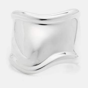 Pre Owned Tiffany & Co. Elsa Peretti Small Bone Sterling Silver Wide Cuff Bracelet