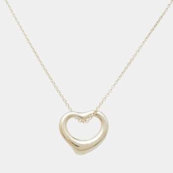 Pre Owned Tiffany & Co. Elsa Peretti Open Heart Sterling Silver Pendant Necklace