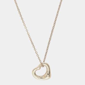 Pre Owned Tiffany & Co. Elsa Peretti Open Heart Sterling Silver Pendant Necklace