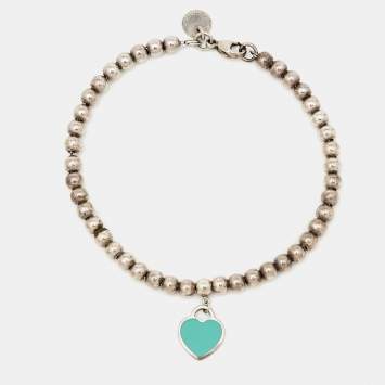 Pre Owned Tiffany & Co. Return To Tiffany Enamel Silver 925 Bead Bracelet