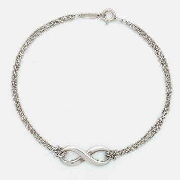 مملوكة مسبقًا Tiffany & Co. Infinity Sterling Silver Double Chain Bracelet