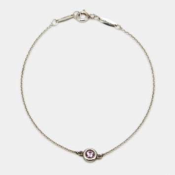 Pre Owned Tiffany & Co. Elsa Peretti Color By the Yard Pink Sapphire Sterling Silver Bracelet