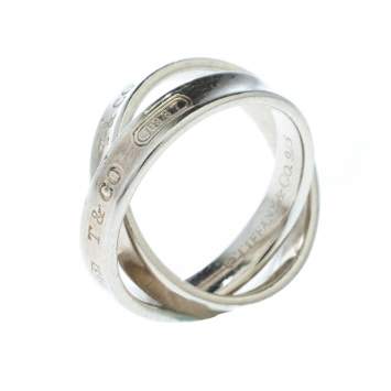 Pre Owned Tiffany & Co. Tiffany 1837 Interlocking Circles Silver Ring Size 50