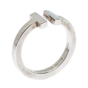 Pre Owned Tiffany & Co. Sterling Silver T Square Open Ring Size 56