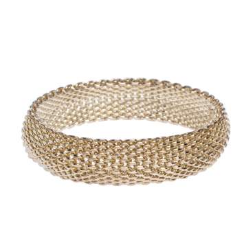 Pre Owned Tiffany & Co. Somerset Silver Mesh Link Bangle Bracelet 