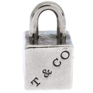 Pre Owned Tiffany & Co. 1837 Square Cube Padlock Silver Pendant Charm
