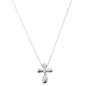 Pre Owned Tiffany & Co. Elsa Peretti Cross Silver Pendant Necklace
