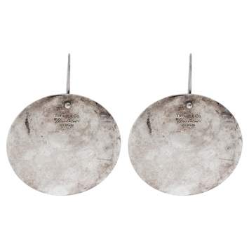 Pre Owned Tiffany & Co. Elsa Peretti Round Drop Silver Earrings