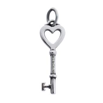 Pre Owned Tiffany & Co. Heart Key Silver Pendant
