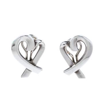 Pre Owned Tiffany & Co. Paloma Picasso Loving Heart Silver Stud Earrings