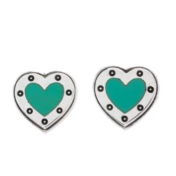 Pre Owned Tiffany & Co. Return to Tiffany Enamel Love Heart Silver Stud Earrings