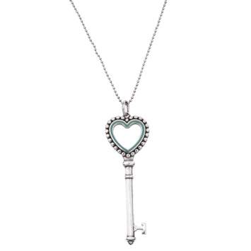 مملوكة مسبقًا Tiffany & Co. Tiffany Keys Beaded Heart Key Silver Pendant Necklace