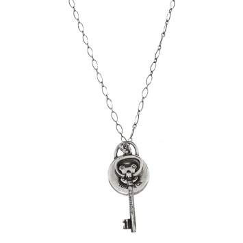 Pre Owned Tiffany & Co. Key & Lock Charm Silver Pendant Necklace