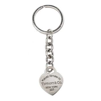 Pre Owned Tiffany & Co. Sterling Silver Heart Tag Key Ring