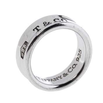 Pre Owned Tiffany & Co. 1837 Silver Band Ring Size 54
