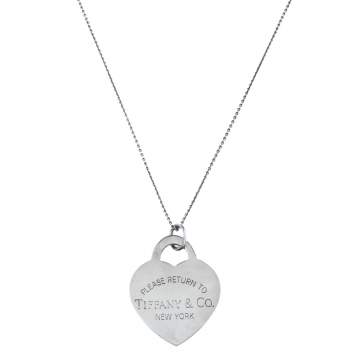 Pre Owned Tiffany & Co. Return To Tiffany Heart Tag Silver Extra Large Pendant Necklace