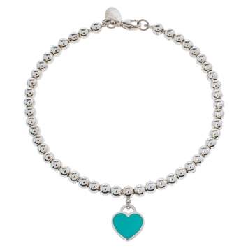 Pre Owned Tiffany & Co. Return to Tiffany Enamel Silver Bead Bracelet   